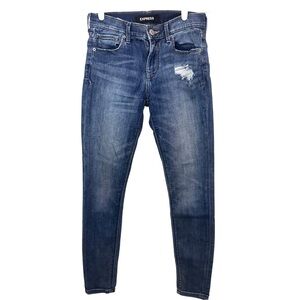 Express Jeans Distressed Skinny 2R Mid Rise